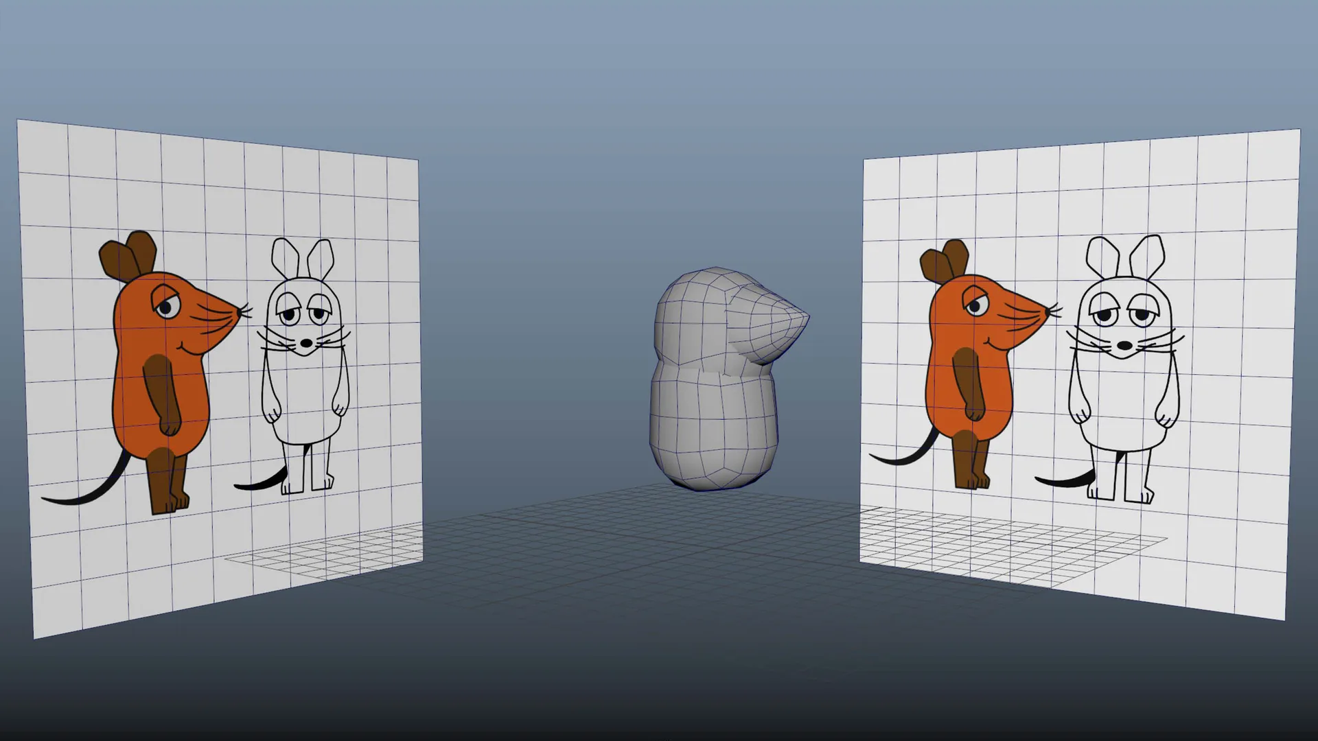 Wireframe model of the WDR's 3D-Maus. Brand strategy, concept, design, and implementation by Machbar.