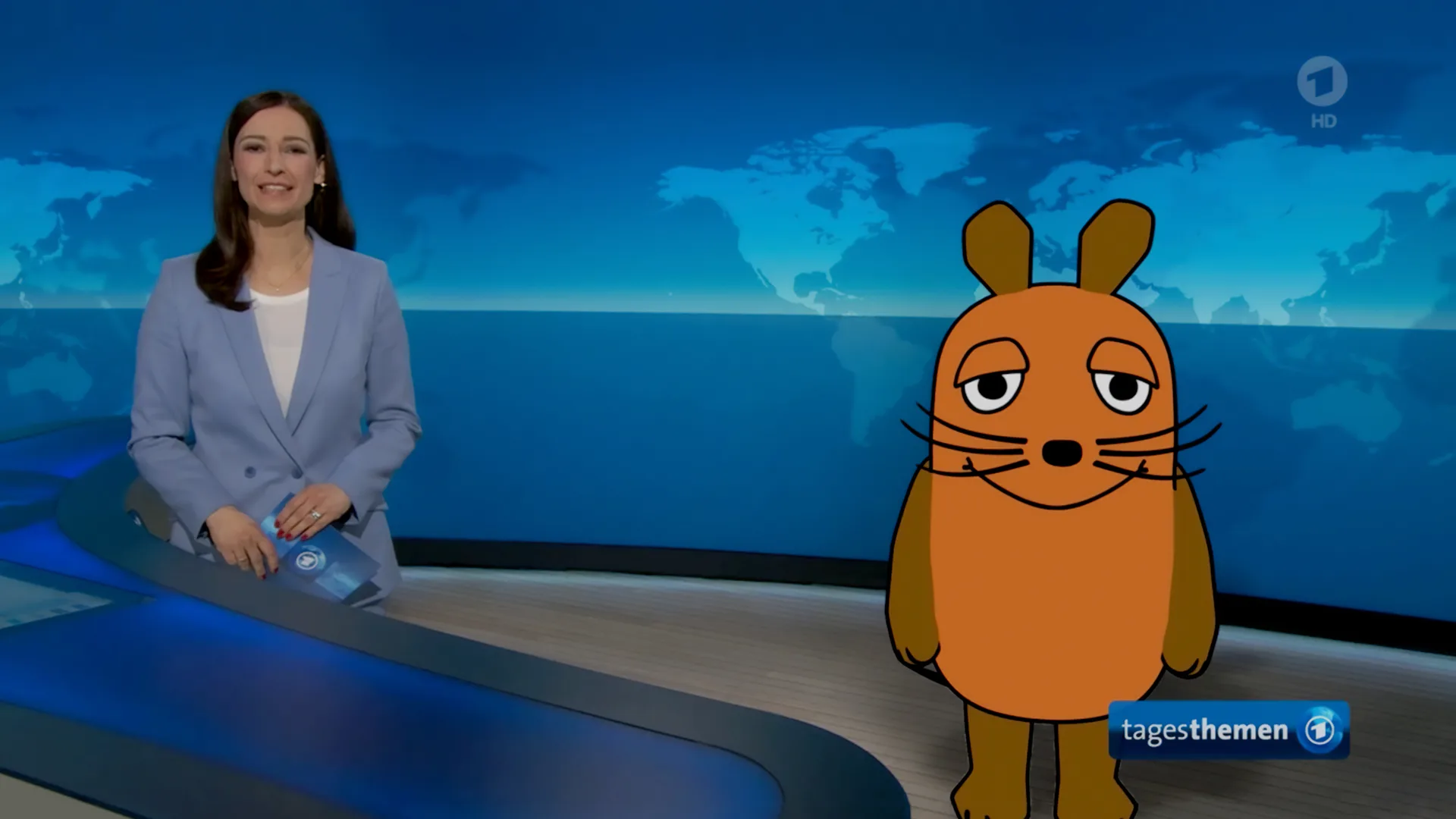 The WDR's 3D-Maus on the Tagesthemen news programme. Brand strategy, concept, design, and implementation by Machbar.