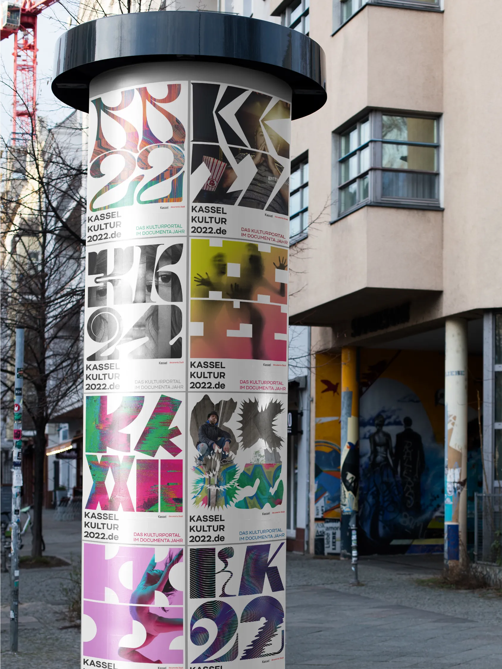 KasselKultur2022 poster applications. Logo design, brand identity, and campaign implementation by Machbar.
