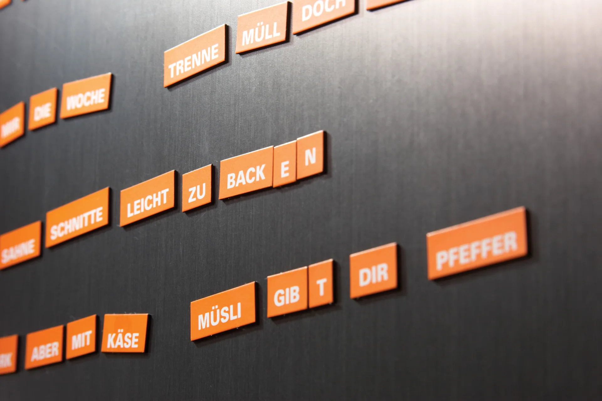 Fridge poetry as a giveaway: separation words for the AWM's "Rubbish! <> Separate better" campaign