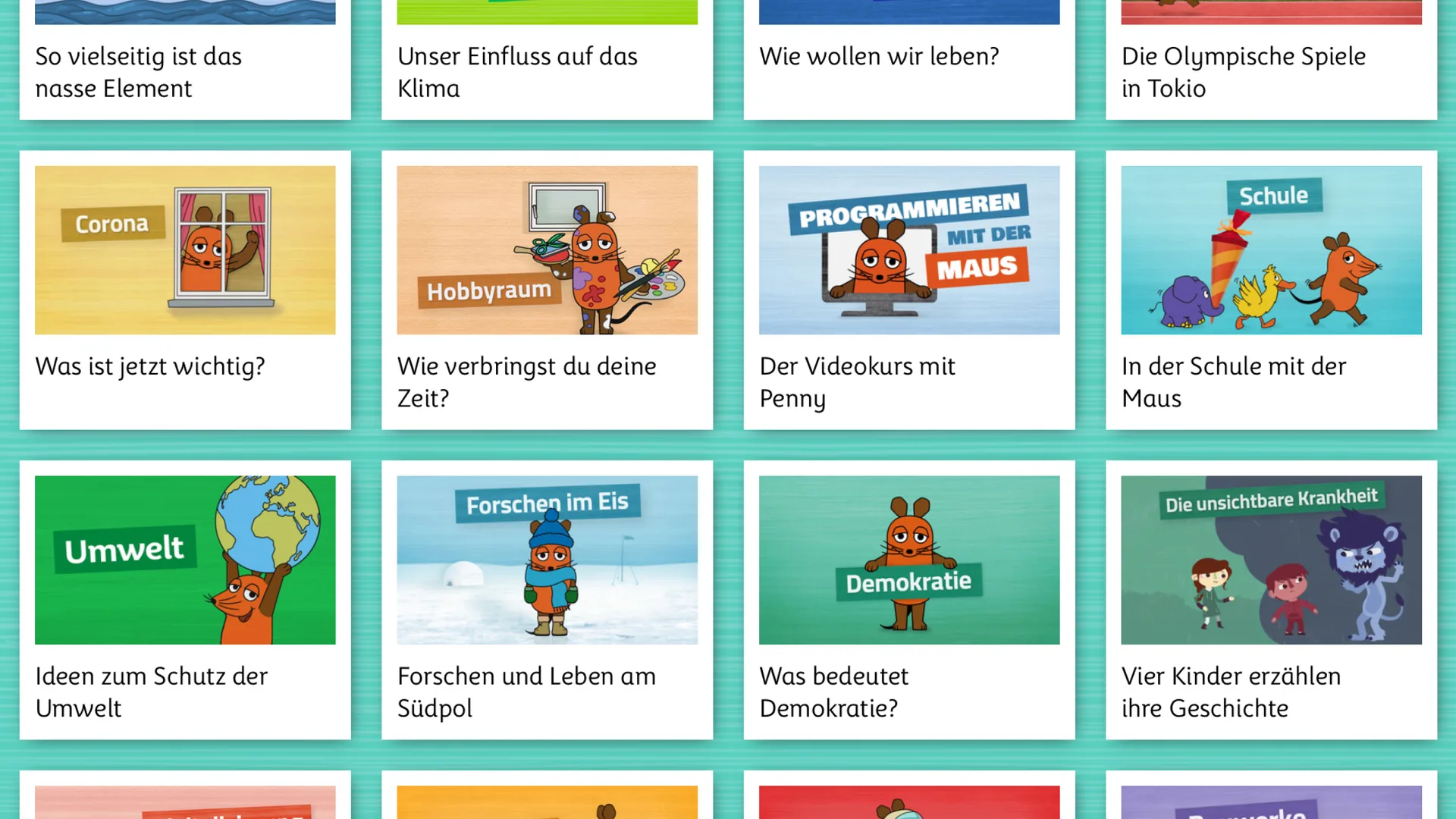 Screen view from Die Maus app for WDR. Concept, design, and programming by Machbar.