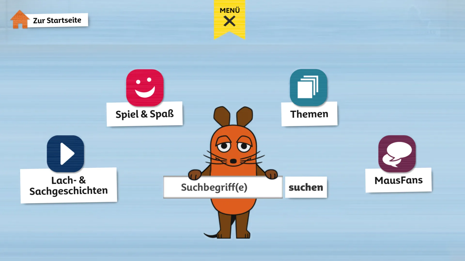 Screen view from Die Maus app for WDR. Concept, design, and programming by Machbar.