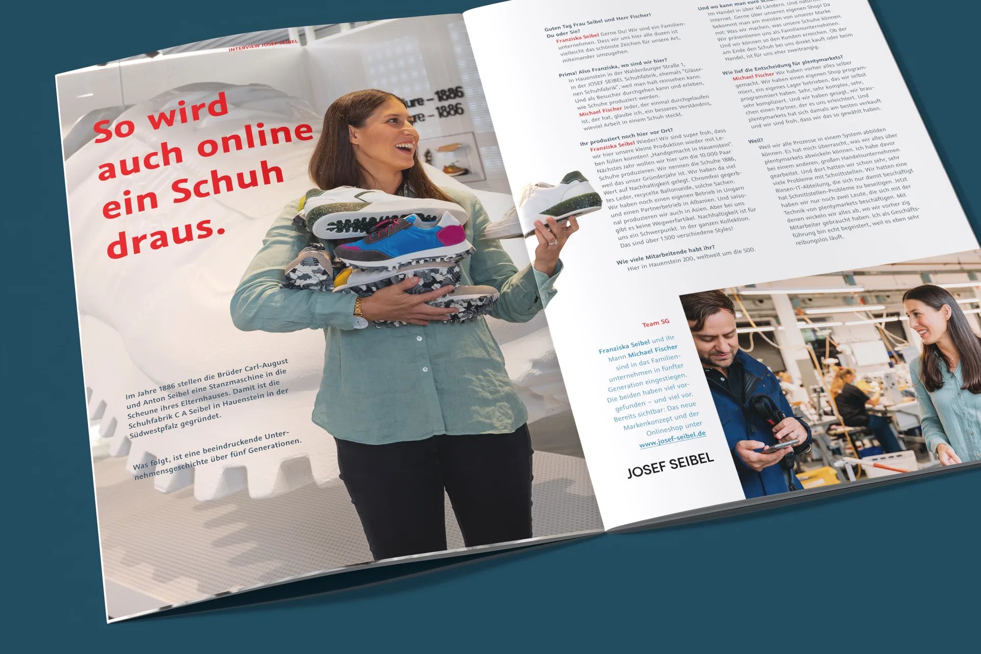 plentymarkets image brochure inside page interview Josef Seibel Schuhfabrik